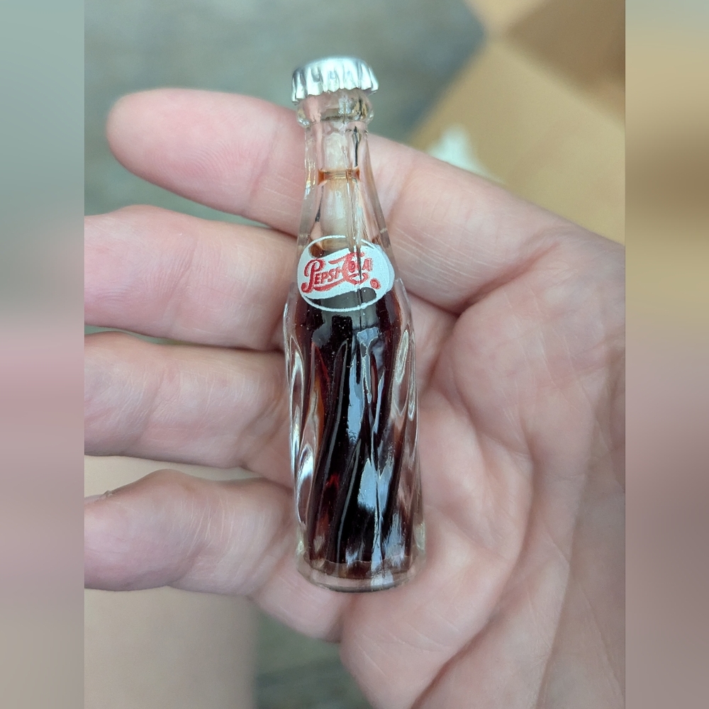 Pepsi Collectible Mini Glass Bottle with Dark Liquid